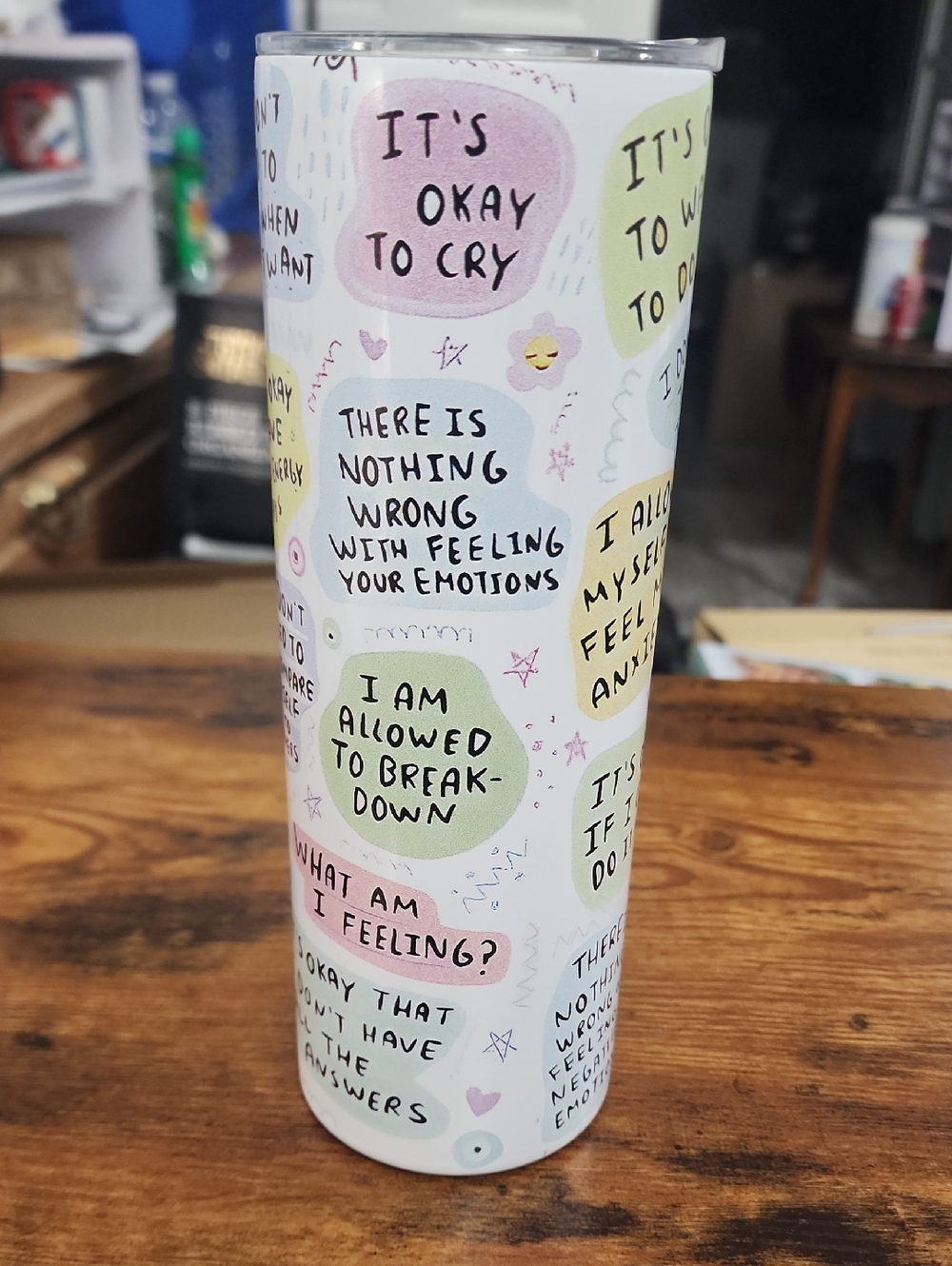 My Mental Breakdown Cup Tumbler - Pastel Affirmation Design 20oz With Straw FP24 - Picture 4 of 7